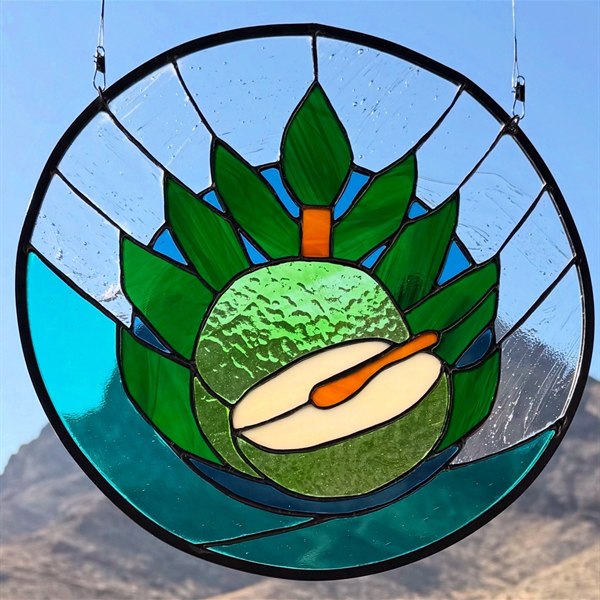 Mutiny vodka stained glass panel